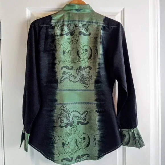 Nagara Silk Thai Black Green Jacket - Picture 2 of 4